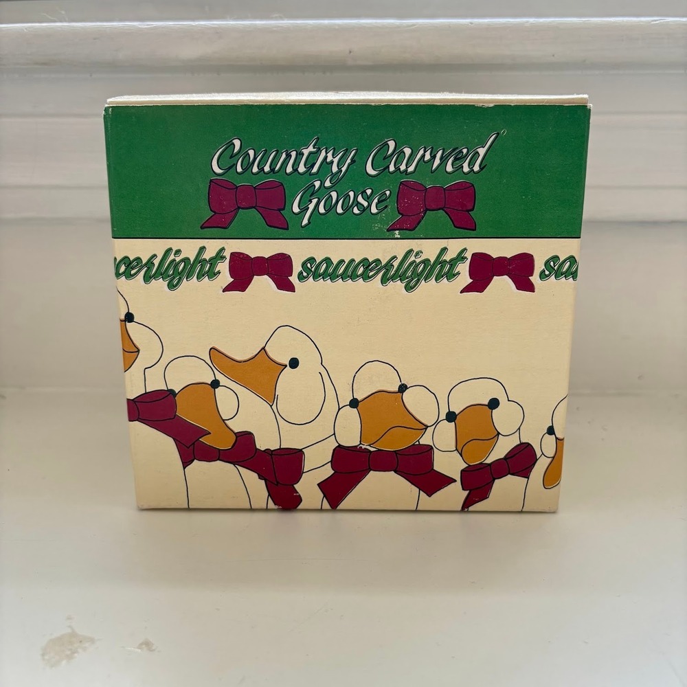 Vintage Colonial Candle of Cape Cod Country Carved Goose Saucerlight Cottagecore